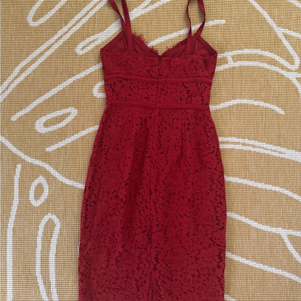 Express Red Lace Midi Dress